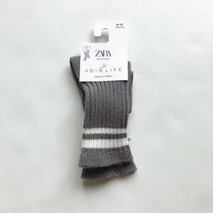 Zara NWT gray ribbed socks 6-12 months